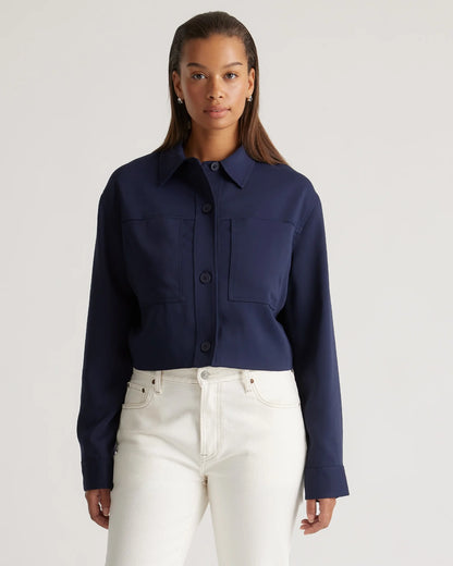 Stretch Crepe Cropped Jacket - XS / Morel