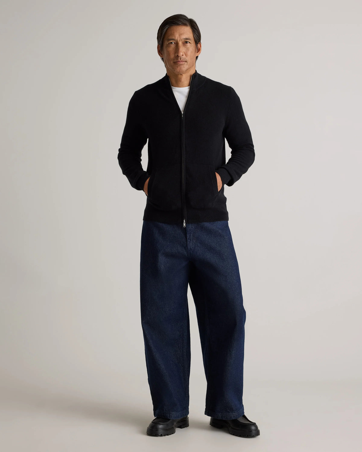 Mongolian Cashmere Full Zip Sweater - S / Teak