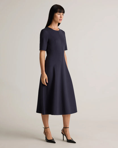 Ultra-Stretch Ponte Short Sleeve Midi Dress - XS / Ruby Red