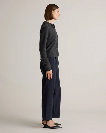 Mongolian Cashmere Collared Cardigan - XS / Heather Charcoal