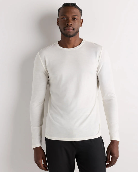 100% Merino Wool All-Season Long Sleeve Base Layer Tee - XS / Off-White