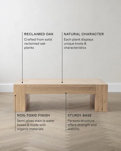 Reclaimed Oak Waterfall Coffee Table - 60" / Weathered Oak