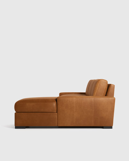 Stillman Chaise Sectional in Leather - 116" Right Arm / Auburn