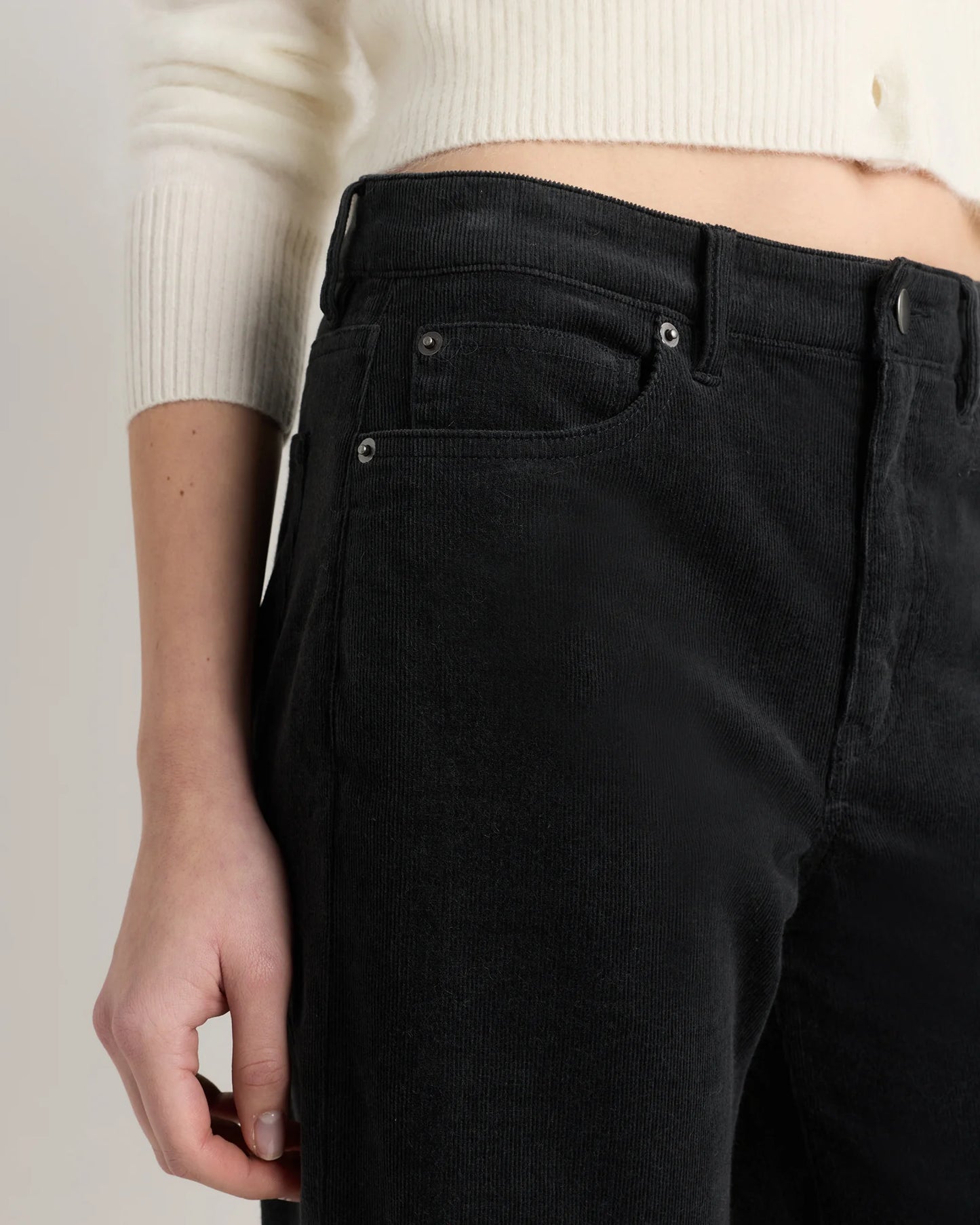 Organic Stretch Corduroy Wide Leg Pants - 0 / Black