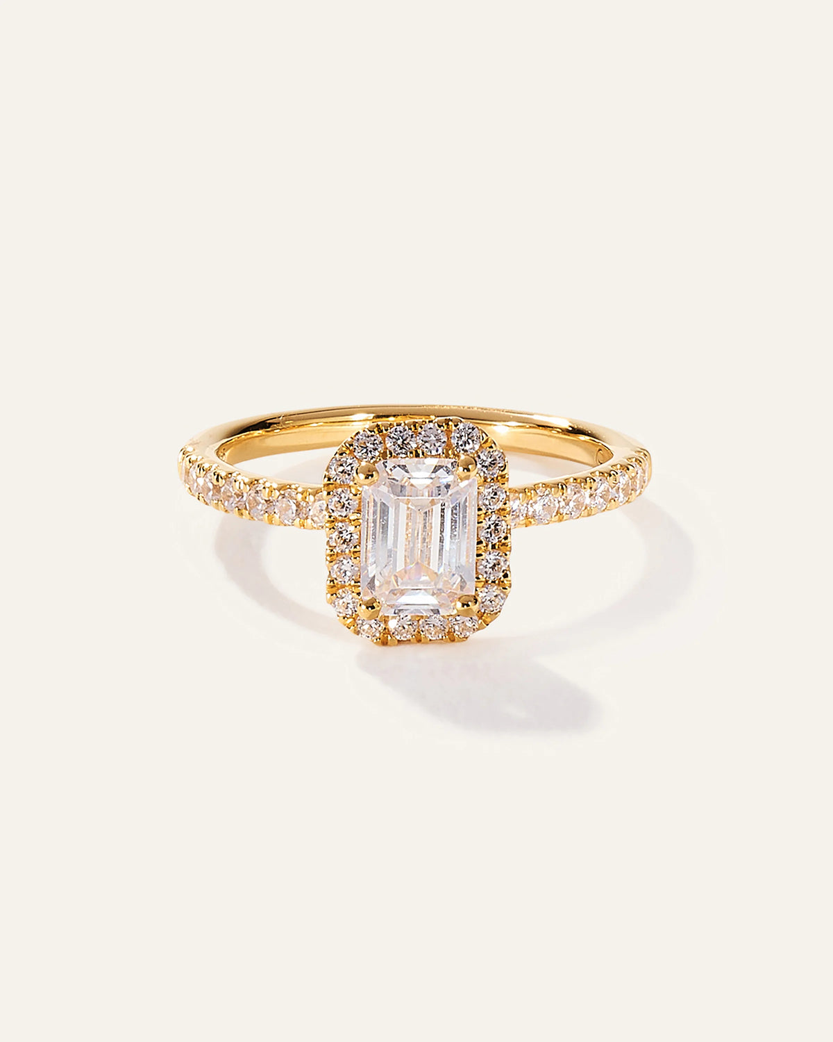 Lab Grown Diamond Emerald Halo Pave Engagement Ring - 1.50ct - 4 / Yellow Gold