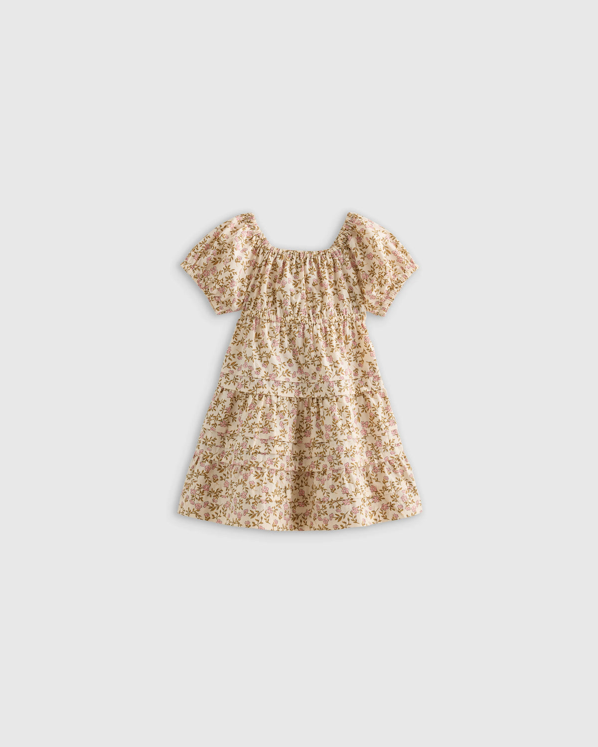 100% Organic Cotton Poplin Tiered Dress - 3-6M / Peach Floral