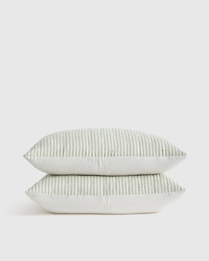 European Linen Patterned Quilted Sham Set - Standard / Willowleaf Gingham