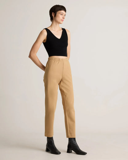 Organic Cotton Double Knit Straight Pants - XS / Soft Camel