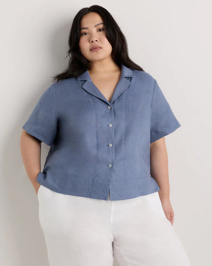 100% European Linen Short Sleeve Shirt - 1X / Flax