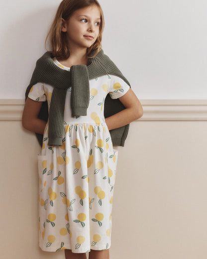 Organic Cotton Fit and Flare Pocket Dress - 6 / Cloud Rainbow Stripe