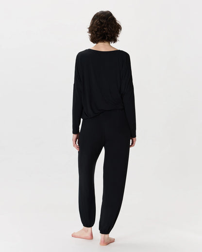 Bamboo Jersey Slouchy Pajama Set - XS / True Black