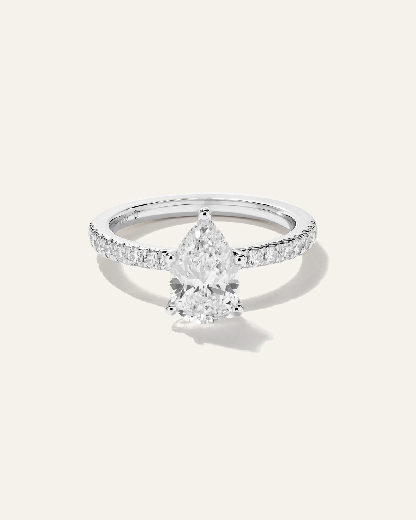 Lab Grown Diamond Pear Petite Pave Engagement Ring - 1.5ct - 4 / Yellow Gold