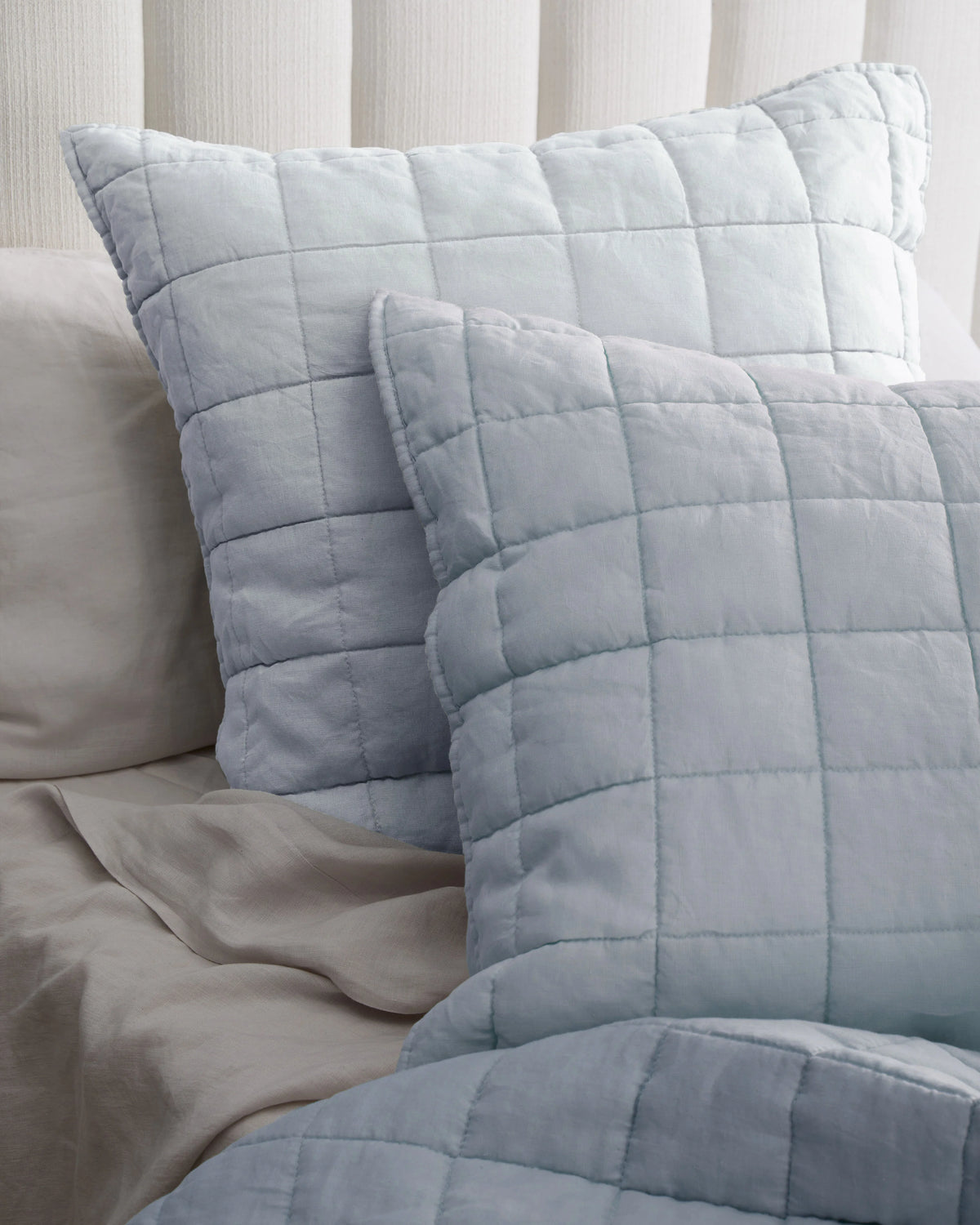European Linen Box Quilted Euro Sham - Euro / Navy