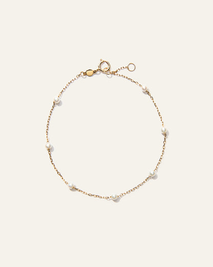 14K Gold Gemstone Station Stackable Bracelet - 6.5" / Yellow Gold
