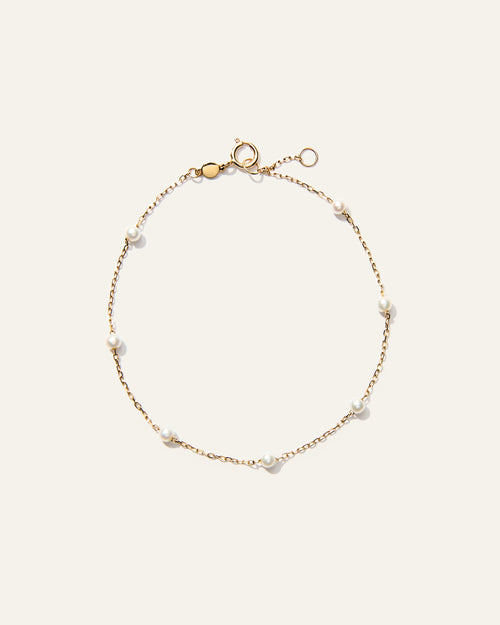 14K Gold Gemstone Station Stackable Bracelet - 6.5" / Yellow Gold