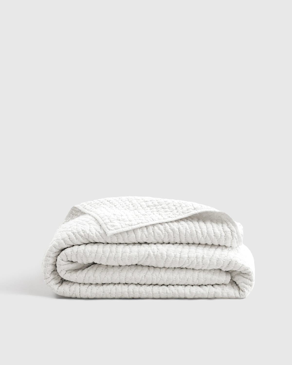 European Linen Cotton Stitch Quilt - Twin / Stone