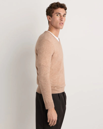 Mongolian Cashmere V-Neck Sweater - S / Oatmeal