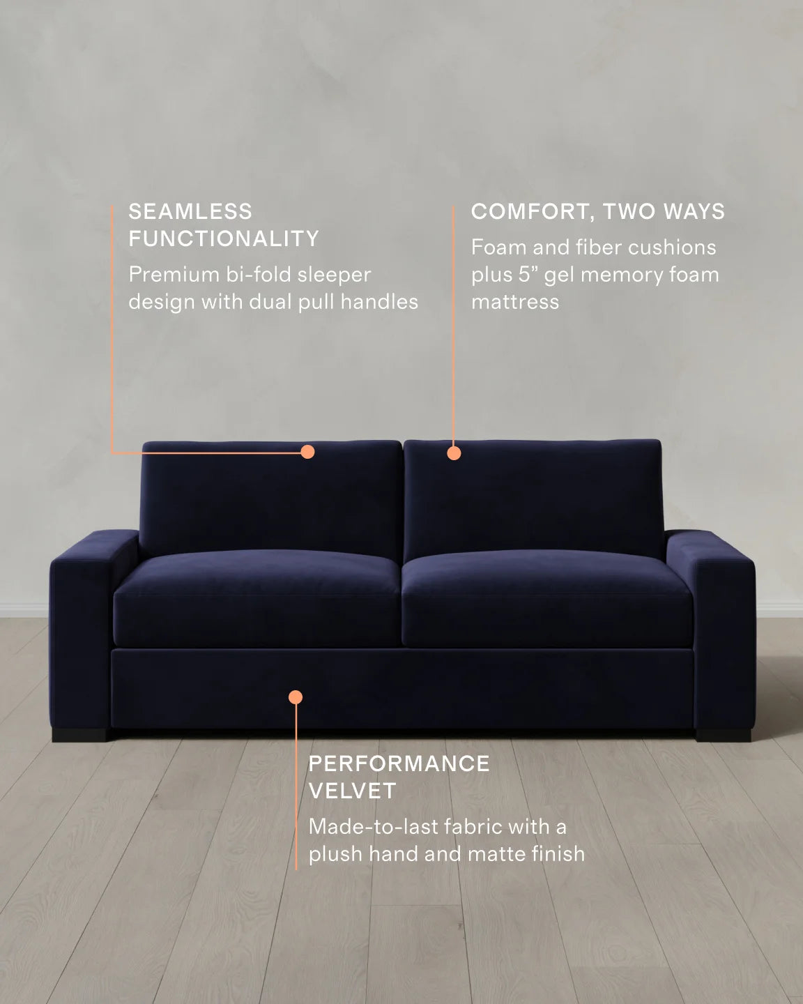 Stillman Sleeper Sofa in Performance Velvet - Queen / Java