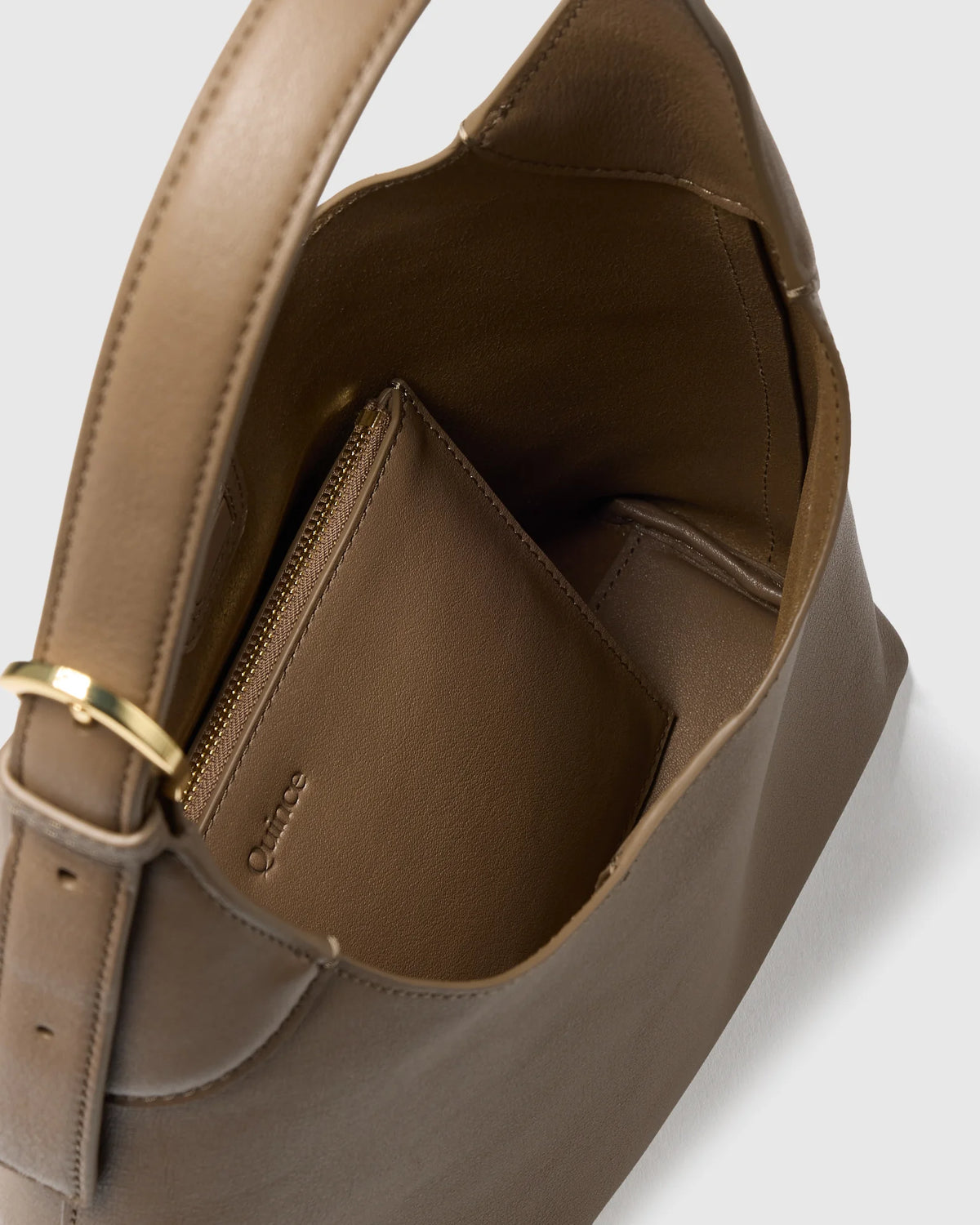 Full-Grain Leather Small Shoulder Bag - One Size / Black