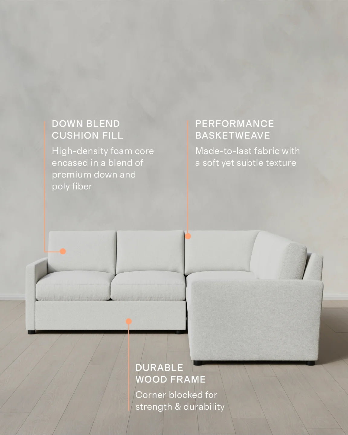 Brennan L Sectional in Performance Basketweave - 99x99 / Flax