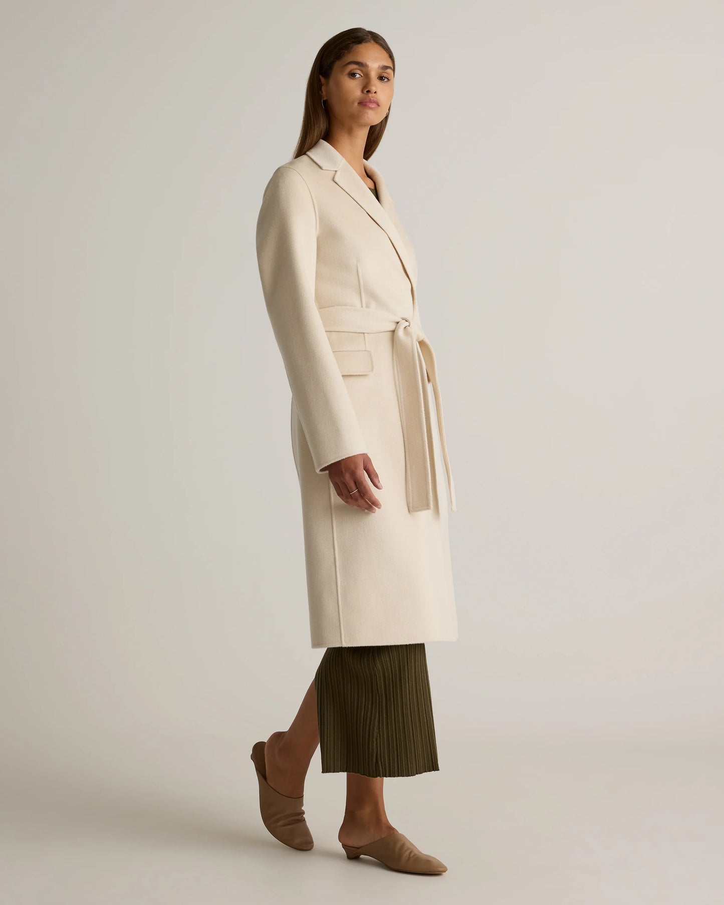 100% Mongolian Cashmere Double-Faced Wrap Coat - XS / Camel