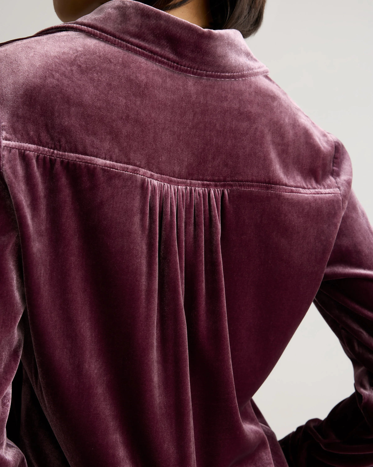 Stretch Silk Velvet Long Sleeve Shirt - XS / Dogwood