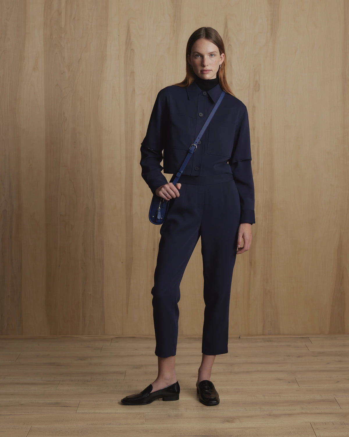 Stretch Crepe Cropped Jacket - XS / Morel