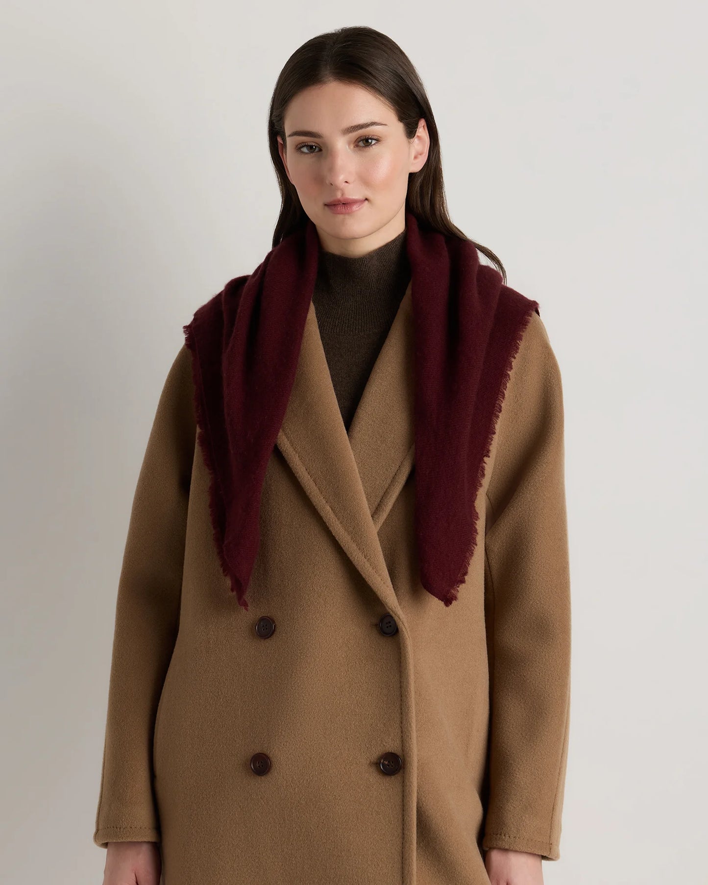 Mongolian Cashmere Square Scarf - One Size / Rich Burgundy