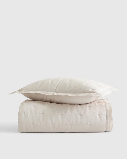 European Linen Toddler Dream Quilt & Sham Set - One Size / Sand
