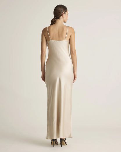 100% Washable Silk Maxi Slip Dress - XS / Cordovan Red Hibiscus