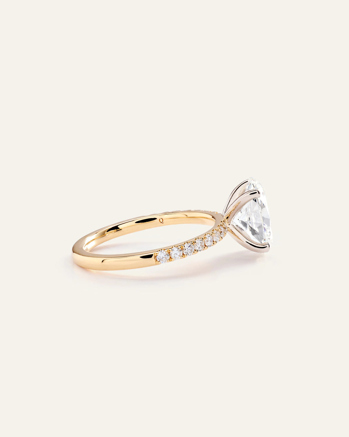 Lab Grown Diamond Oval Petite Pave Engagement Ring - 2ct - 4 / Yellow Gold
