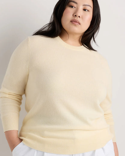 Mongolian Cashmere Crewneck Sweater - 1X / Pale Custard Yellow