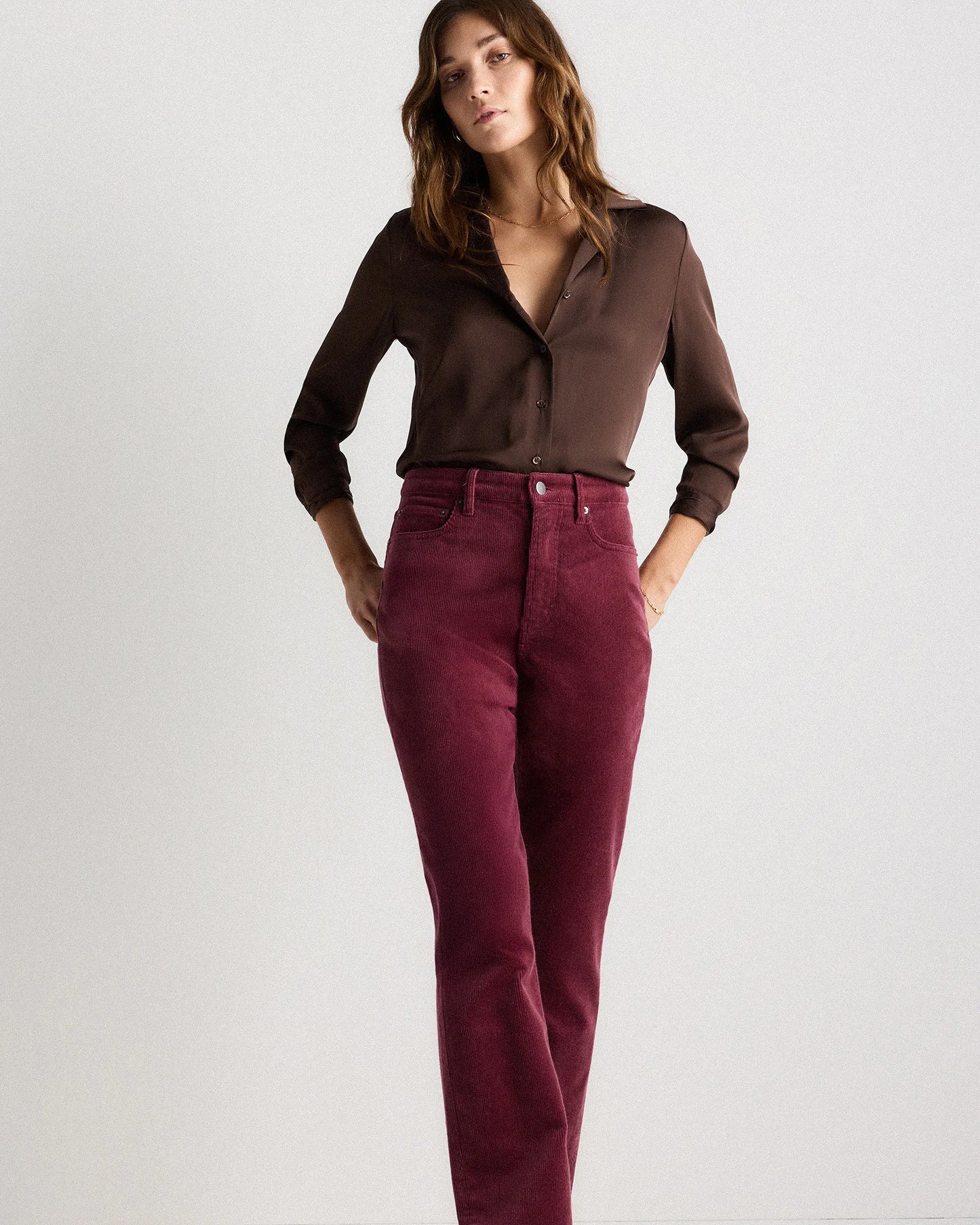Organic Stretch Corduroy Straight Leg Pants - 0 / Espresso