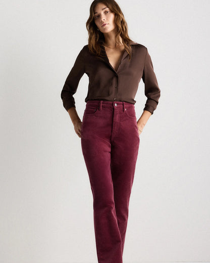 Organic Stretch Corduroy Straight Leg Pants - 0 / Espresso