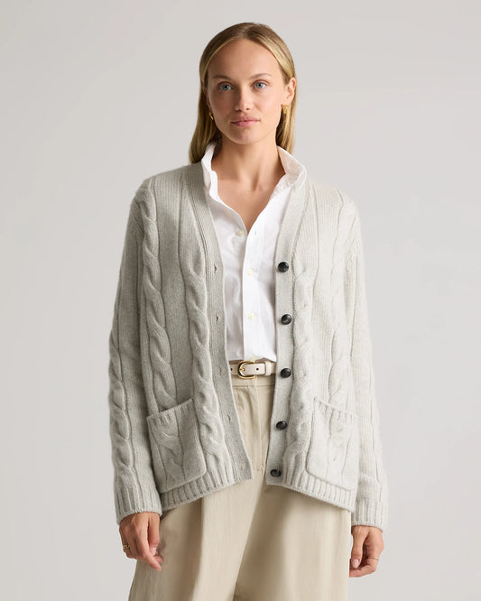 Luxe Baby Cashmere Cable Cardigan - XS / Pearled Ivory