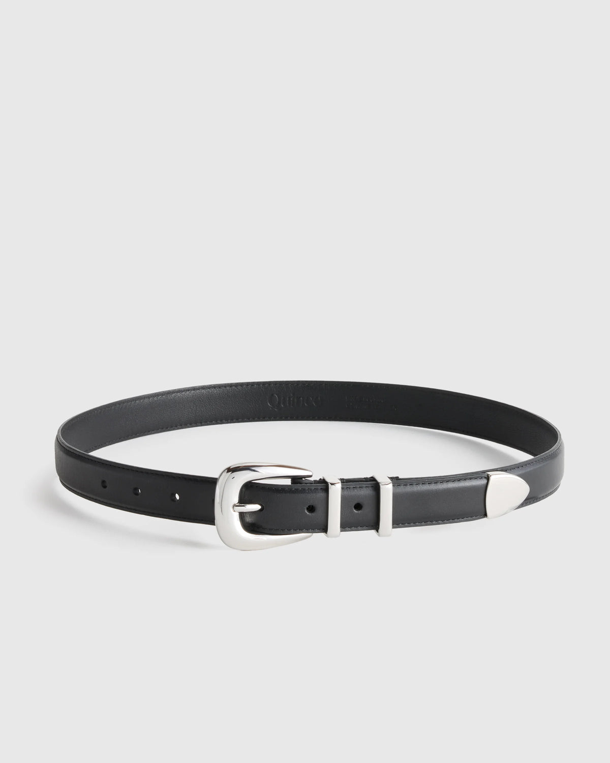 Lola European Leather Western Belt - XS / Black/Silver