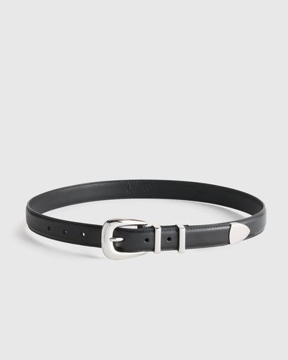 Lola European Leather Western Belt - XS / Black/Silver