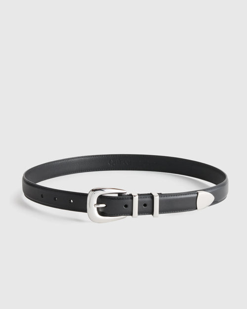 Lola European Leather Western Belt - XS / Black/Silver