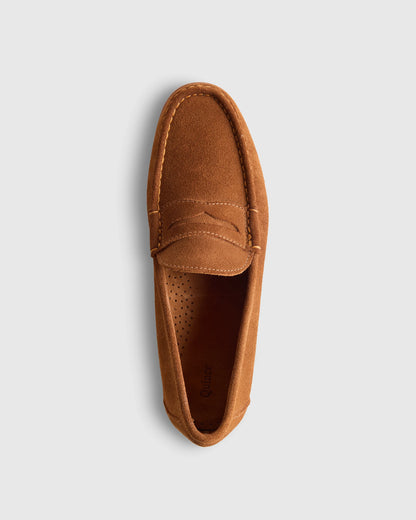 Essential Suede Penny Loafer - 7 / Whiskey