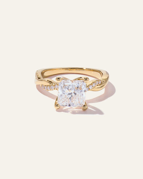 Lab Grown Diamond Princess Twisted Engagement Ring - 2.5ct - 4 / Yellow Gold