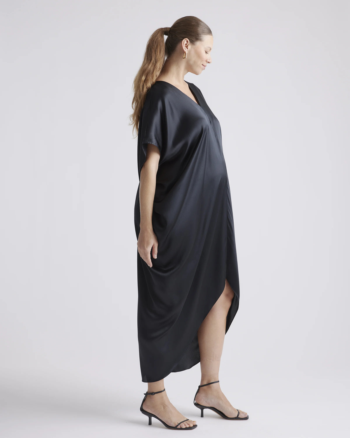 100% Washable Silk Maternity Dress - XS / Black