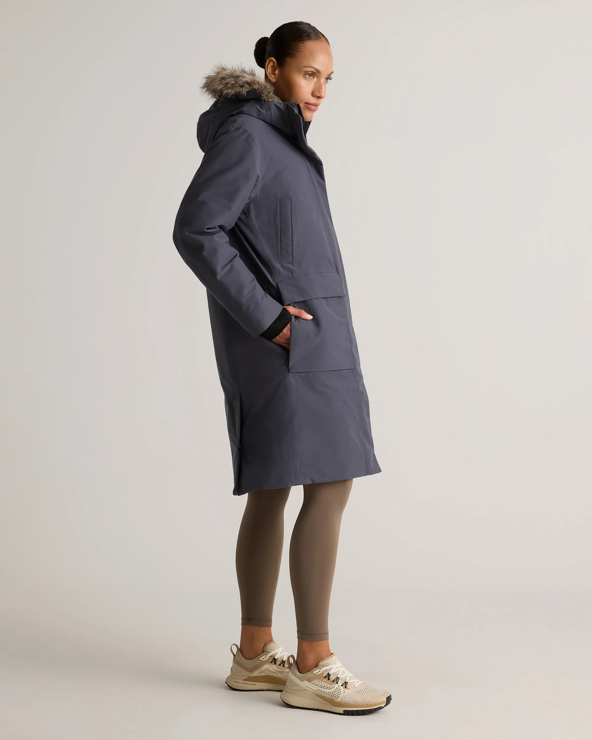 Responsible Down Hooded Long Parka - XS / Storm Blue
