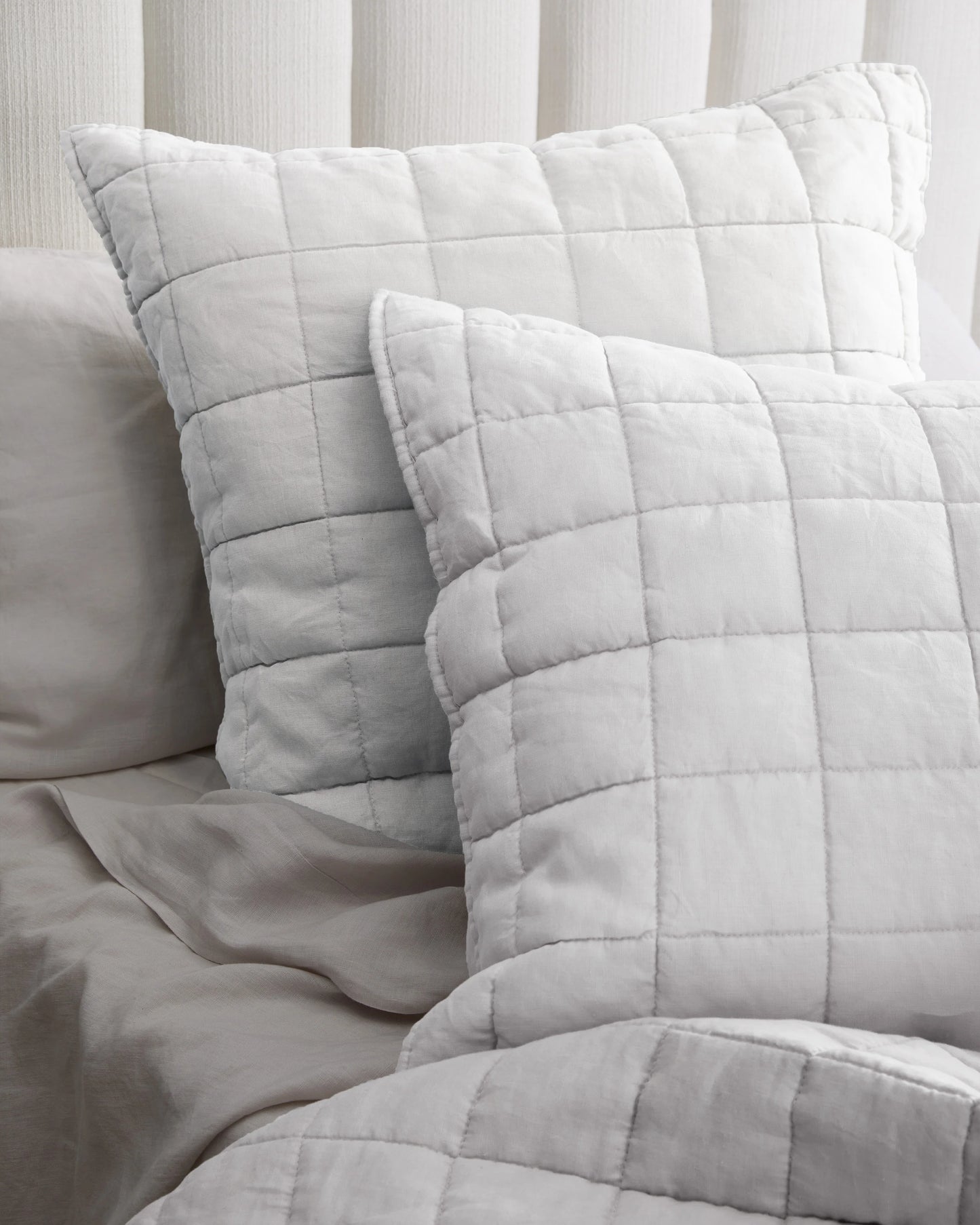 European Linen Box Quilted Euro Sham - Euro / Navy