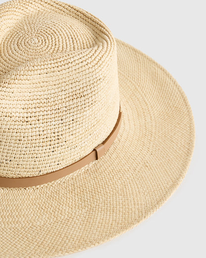 Toquilla Straw Crochet Fedora - S / Natural