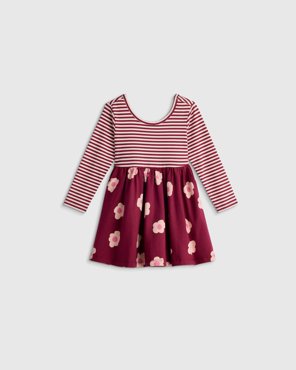 Organic Cotton Long Sleeve Skater Dress - 0-3M / Flower Buds