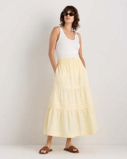 100% Organic Cotton Poplin Tiered Maxi Skirt - XS / Black