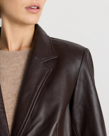 100% Leather Blazer - XS / Rich Brown