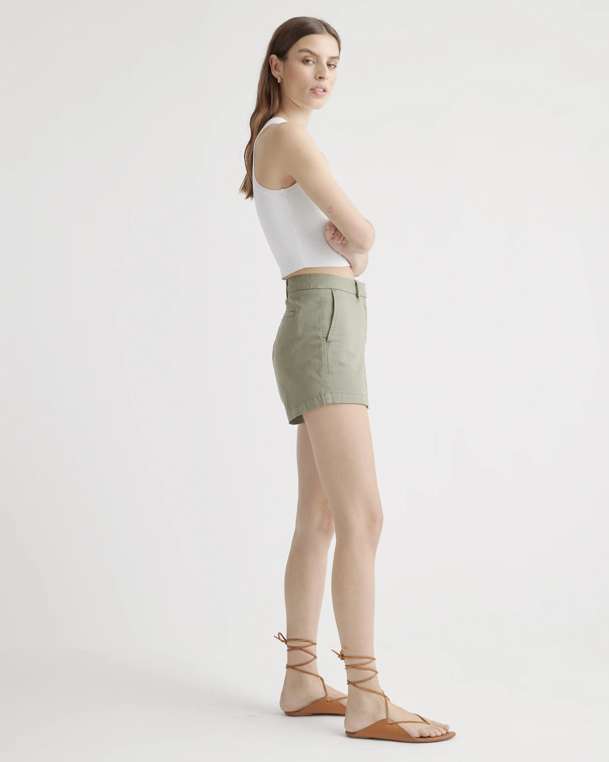 Organic Stretch Cotton Chino Shorts - 0 / Shell Pink