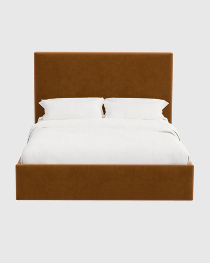 Square Bed in Performance Velvet - Full / Butterscotch