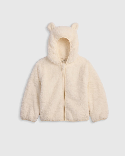 Recycled Sherpa Fleece Bear Hood Jacket - 2T / Ivory
